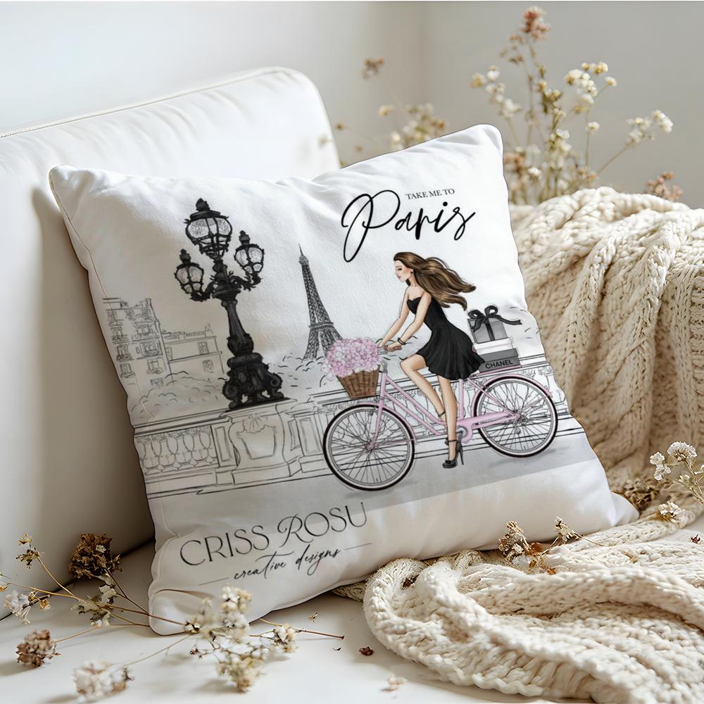 Cushion Cover  Linen  SkinFriendly Soft Decorative Case For Sofa Home Decor Classic France Eiffel Tower Pillow cover