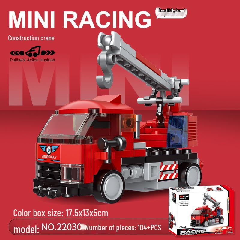 Pull-Back Assembly Toy Set: Campervan, Race Car, Ambulance, Fire Truck