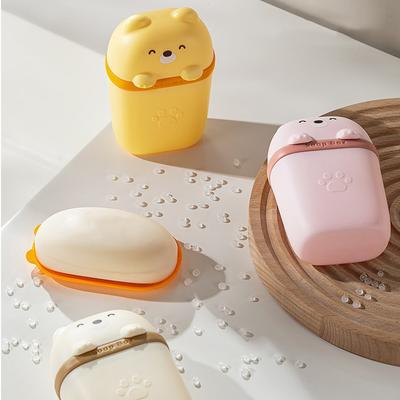 Tragbare Seifenschale mit Cartoon-Bär, versiegelte Aufbewahrungsbox, wasserdicht, für Reisen, Zuhause, Badezimmer, Seifenkiste, Camping, tragbare Aufbewahrungsseifenkiste