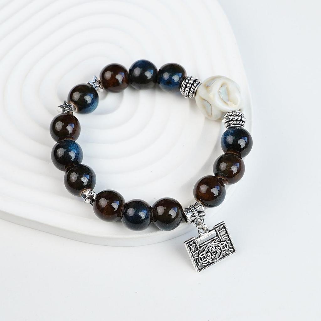 Jingdezhen ceramic bracelet wholesale gift, national style hand-woven literary and ancient style beaded new Chinese bracelet