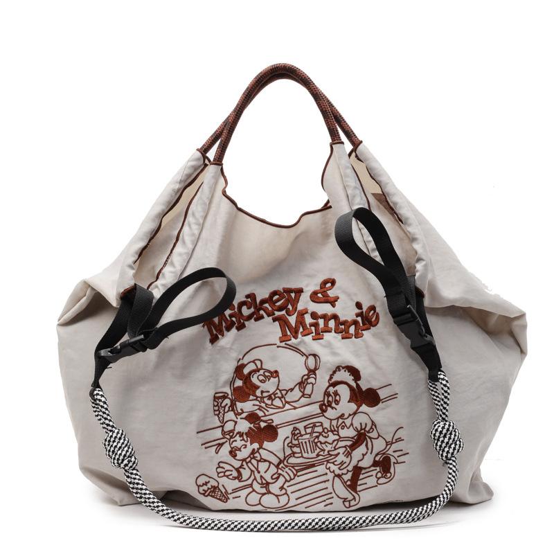 2025 Casual Art Canvas Bag Fashion Cartoon Embroidery Handbag Large Capacity Mickey Shoulder Bag Women's Bag