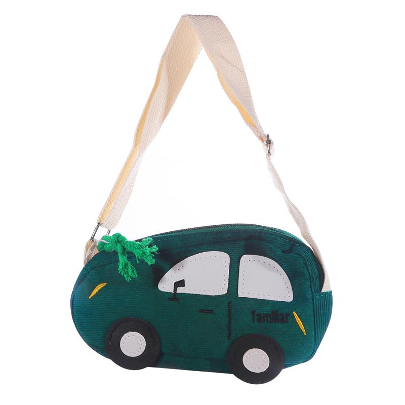 Fashion Kawaii Kids Mini Crossbody Bag - Cartoon Car Pig Canvas Coin Purse Creative Shoulder Bag for Children Boys Girls