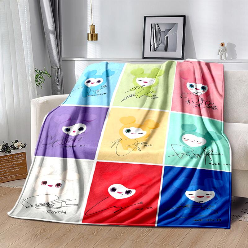 TWICE Flannel Blanket Soft All-Season Throw, Design for Camping, Car Travel, Hiking Sofa, Bed, Office Perfect Gift for Parties