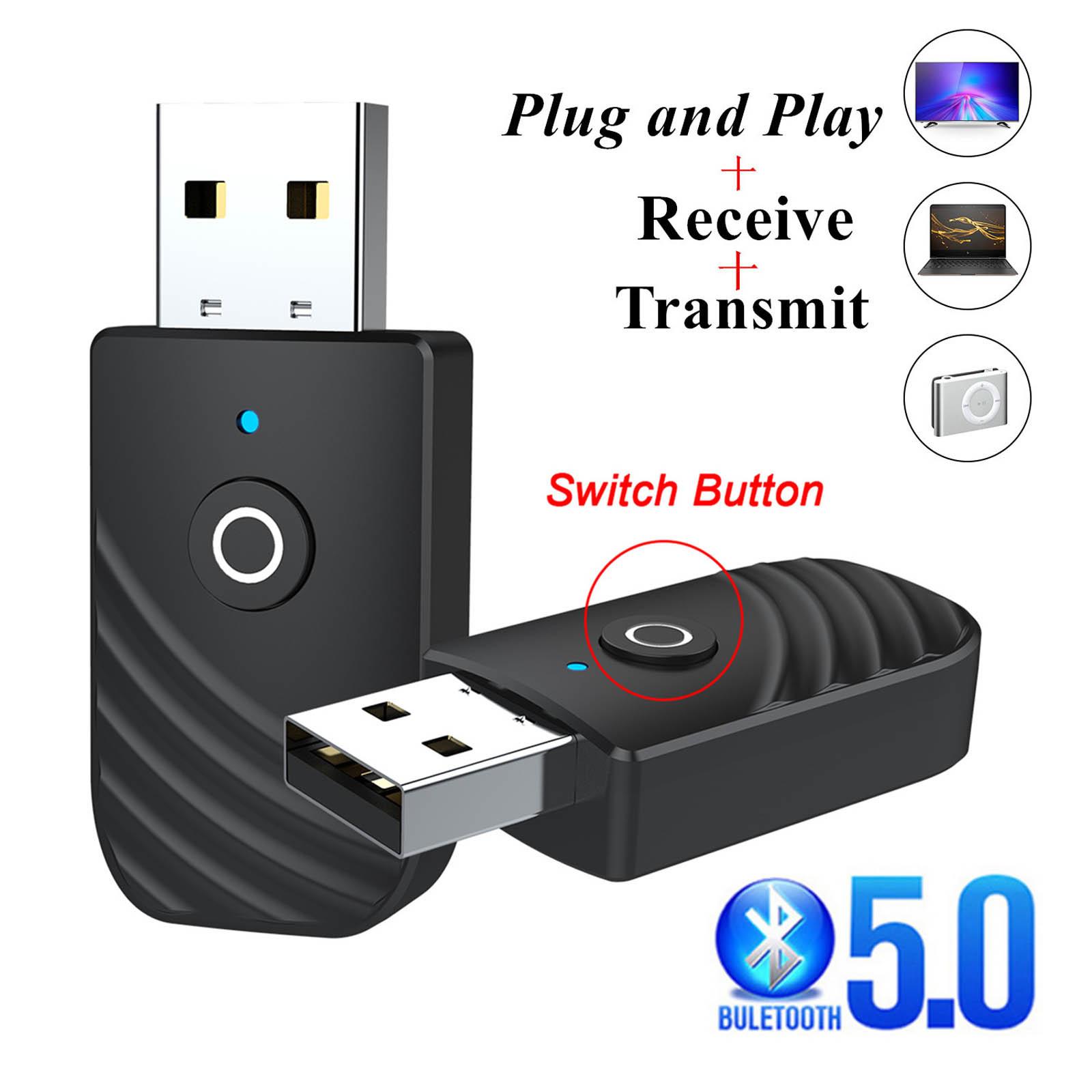 

5.0 Bluetooth Audio Receiver Transmiter 3-in-1 USB Adapter TV Computer Car One Size чорний