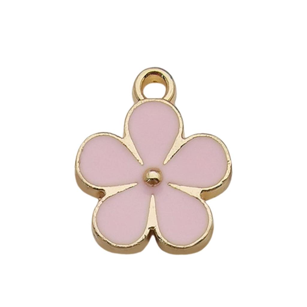 Pink Flower Oil Drop Korean Keychain & Bracelet Pendants