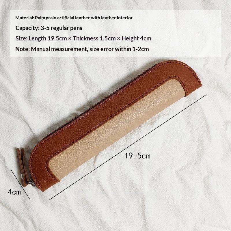 Pu Leather Pen Holder Brass Snap Closure Fine Stitching Office School Use Gifts For Writers Students