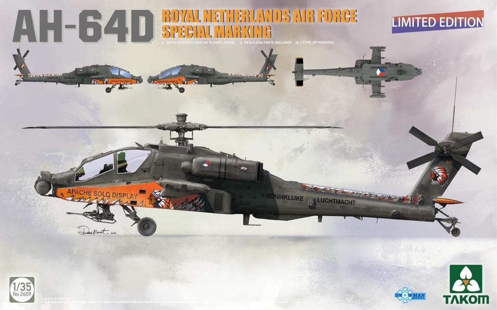 Takom Dutch Special Marking Plastic Model Kit TKO2609 1/35 AH-64D (Helicopter)