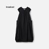 Women's Black Loose Short-Sleeve Mid-Length Tulip Dress