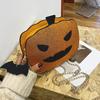 Halloween Pumpkin Bag Spooky Pumpkin Purse Crossbody Pumpkin Bag with Chain Shoulder Strap for Parties or Trick-or-Treating