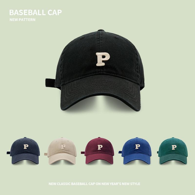 P standard versatile cap men's and women's soft top baseball cap simple big head show face small running sports hat