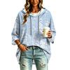 Women's Hooded Pullover Top with Three-Quarter Sleeves Floral Print Casual Fashion Top