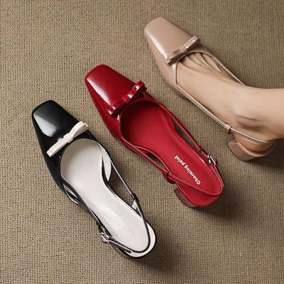 Cow Skin Summer Size 42 Slingback European Design High Heels Women Superstar Square Toe Sandals