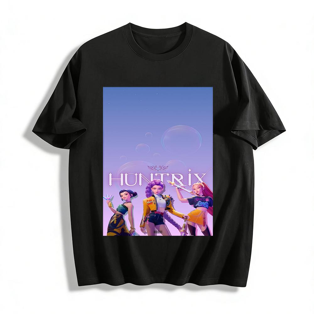 

Huntrix Anime Girl Group Printed Short Sleeve T-shirt Trendy Game Style Loose Top For Men And Women Pure cotton T-shirt XXS