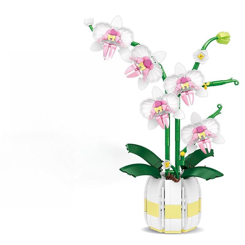Butterfly Orchid Building Blocks Toy Everlasting Flower Home Decor Ornament Educational Building Blocks Plant Model