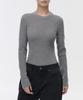 MUSINSA STANDARD WOMAN Women'S Ribbed Slim Crew Neck Knit [Medium Grey]
