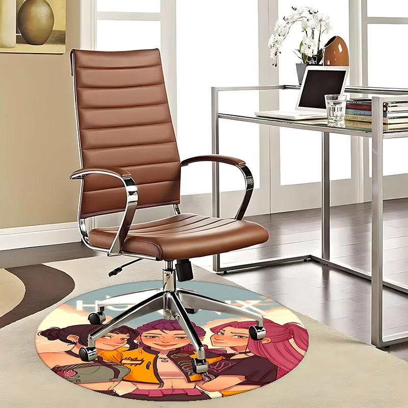 

1pc Huntrix Anime Cartoon Design Round Carpet - Office Chair Mat, Non-Slip Rug for Home Decor, Living Room, Bedroom, Game Room, Dormitory, Seasonal Gi 80cm by 80cm