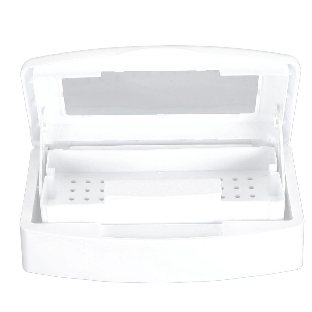 Makeup Tool Cleaning Box ABS Multifunctional Portable Nail Tool Clean Tray for Jewelry Needle White