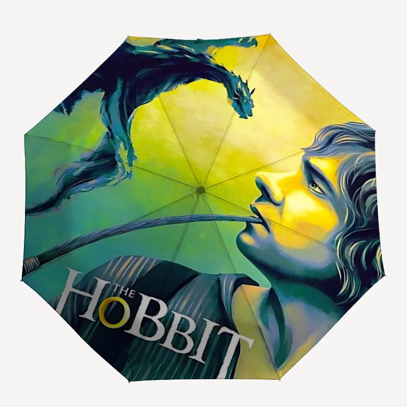 

1pc Hobbit Dragon Automatic Folding Umbrella - Compact 8-Rib Design, Durable Plastic & Iron, F104039