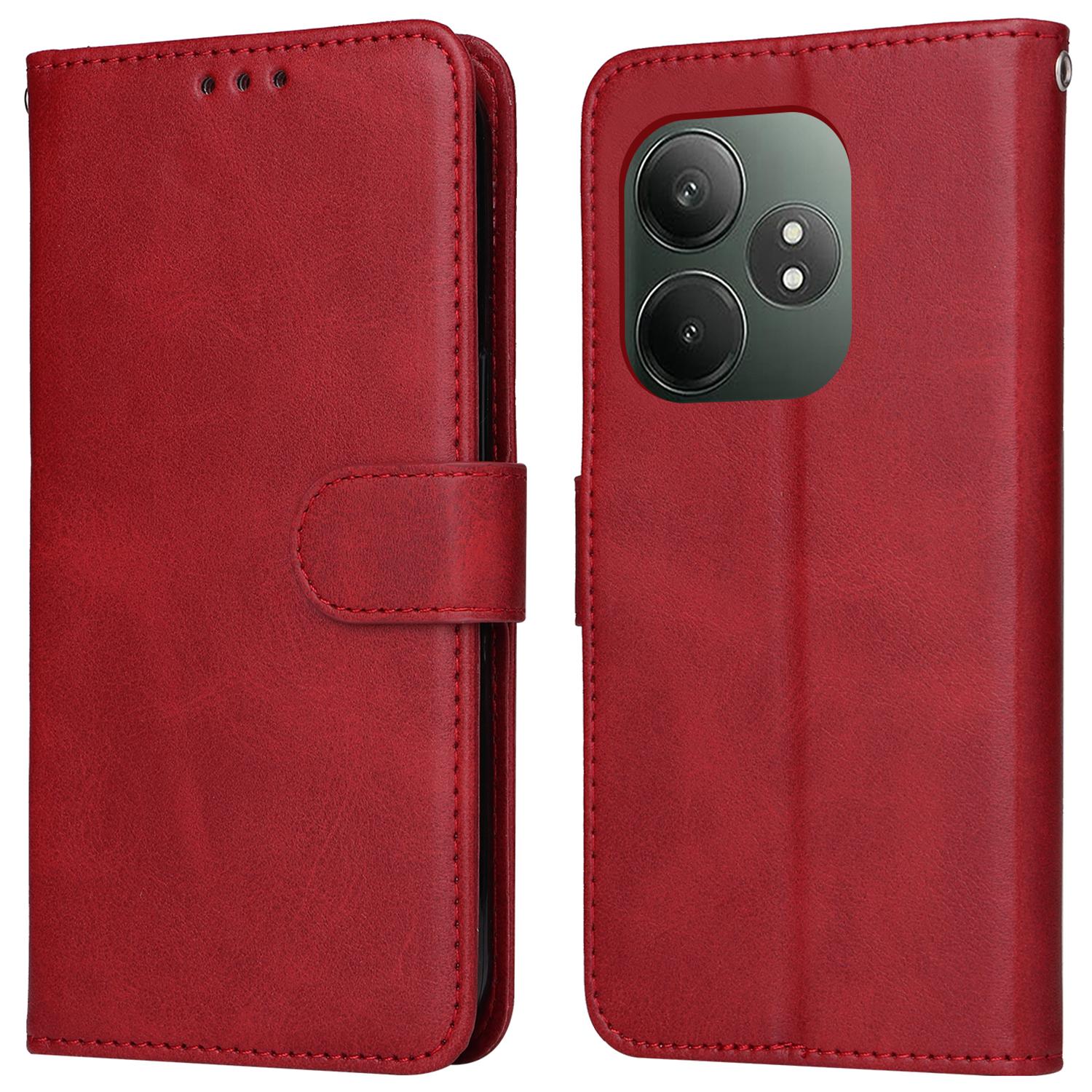 

For Realme GT 6 5G/GT Neo6 SE 5G Case Stand Wallet Leather Phone Cover Red