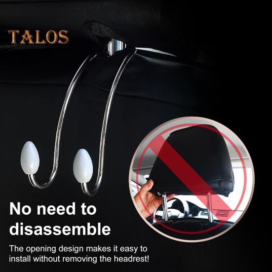 4Pcs Car Seat Headrest Hook Heavy Duty Stainless Steel Multifunctional Universal SUV Auto Seatback Mount Organizer Hanger Car Interior Accessories
