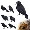Artificial Black Birds Realistic Crow Halloween Decor, Lifelike Feathered Raven Figurine Prop Spooky Holiday Table Decor for Haunted House,