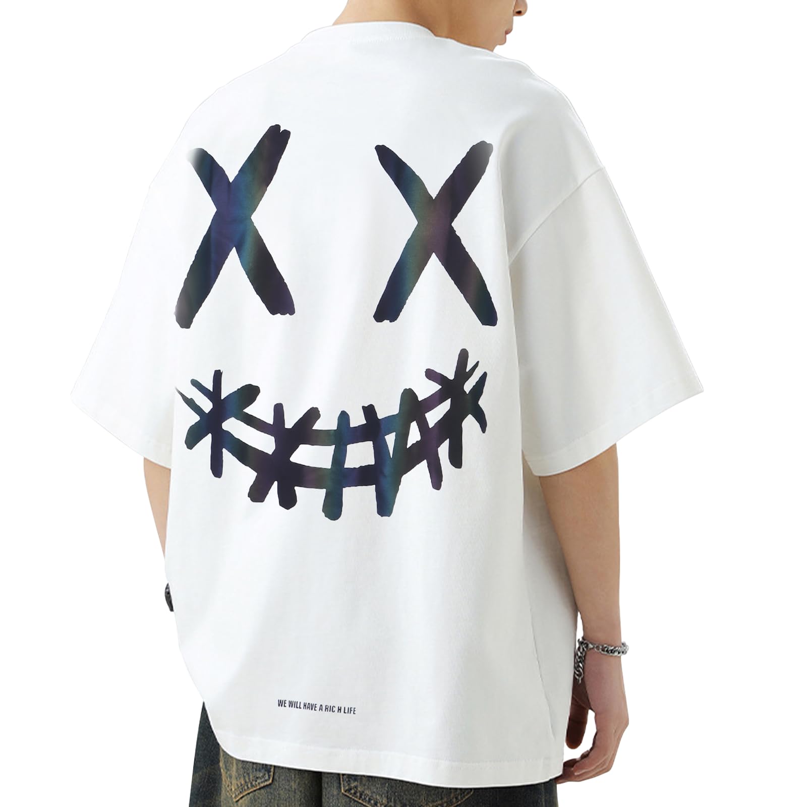 

Мужская футболка с коротким рукавом, флуоресцентная, уличная, оверсайз, свободного кроя, S [uptoyou], 100% хлопок, принт, стиль, силуэт, посадка, смешная, милая, крутая, унисекс,