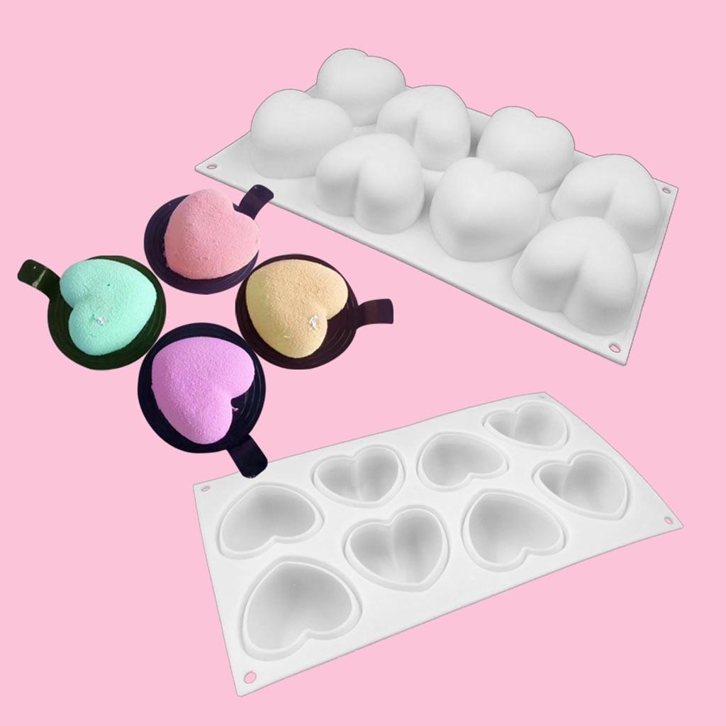 Reusable Non-stick Easy Release 3D Love Heart Shaped Silicone Molds Tray