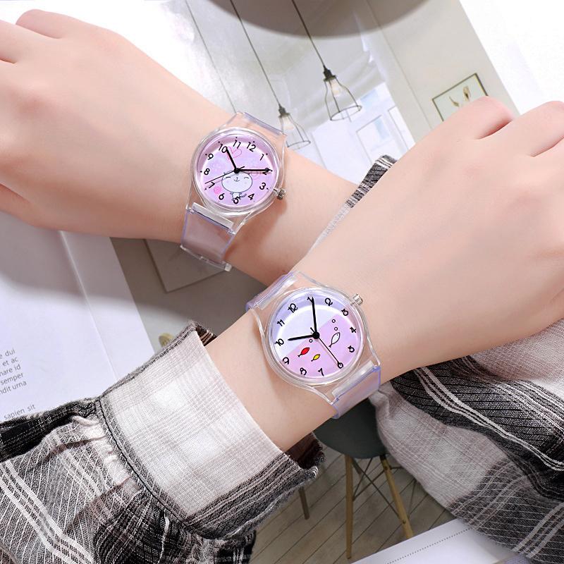 UTHAI CQ69 Kids Quartz Sport watch Jelly For Girls Boys Children women clocks Wristwatch Cartoon Transparent color Simple