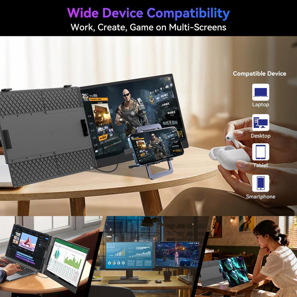 Blackview SCM6 Monitor portabil pentru computer de 14 inch USB-C FHD 1080P monitor portabil IPS 60Hz monitor extern