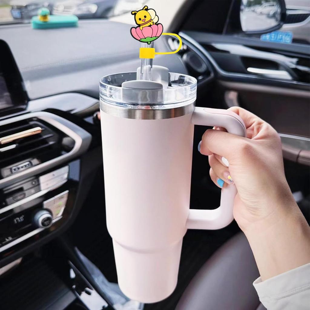 Straw Toppers for Stanley Cup 50PCS Random Different Straw Covers Cap for Tumbler Bulk Cute Funny Stanley Cup Accessories fit 0.4in/10mm and 30&40 Oz