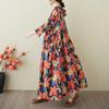 Ladies' Retro Niche Cloud Brocade Yarn Cotton Linen Hooded Printed Dress