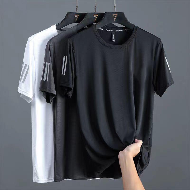 Men's Summer Ice Silk Quick-Dry Short Sleeve T-Shirt - Breathable & Lightweight