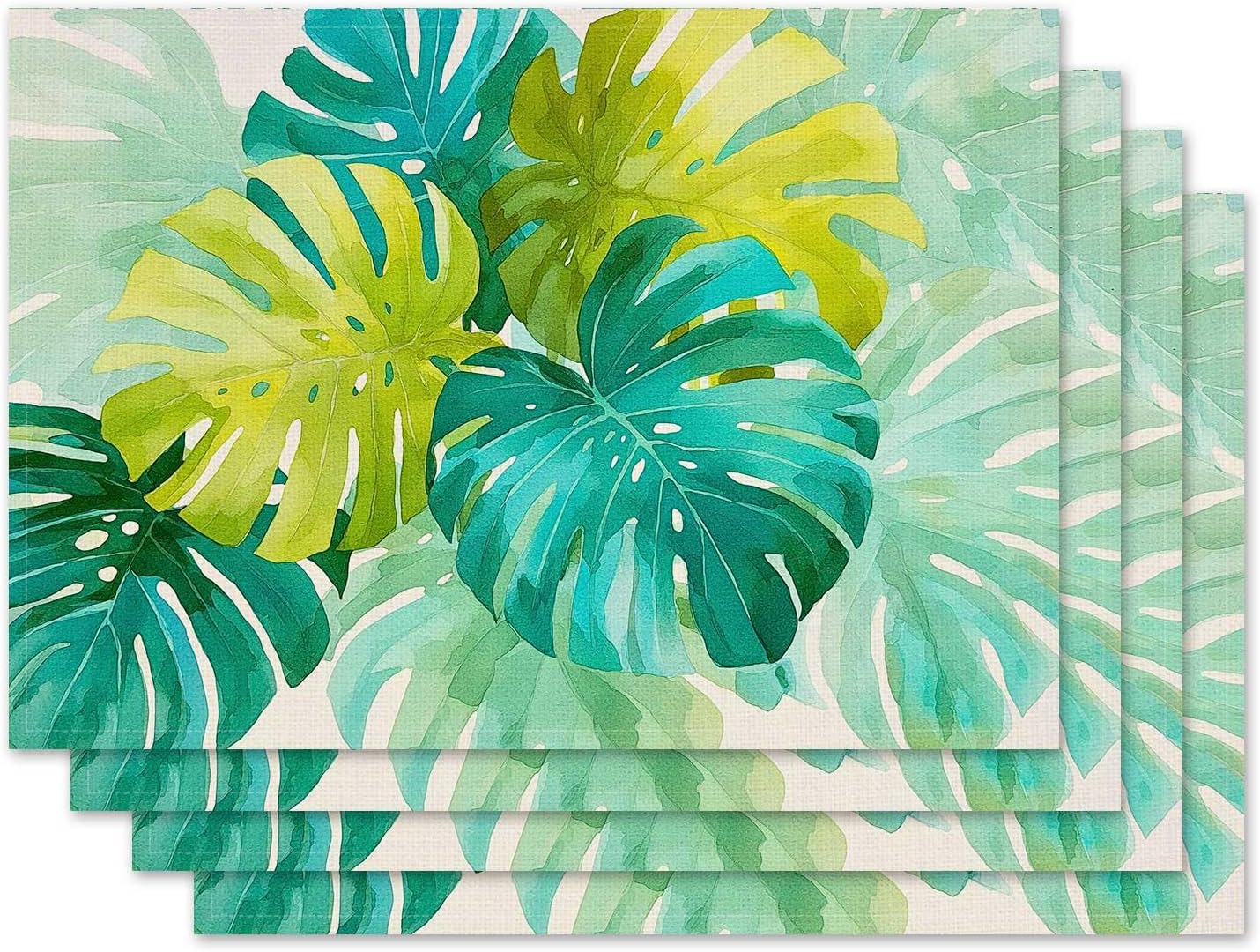 

Palm Leaves Placemat Set of 4 Spring Summer Tropical Greenery Monstera Placemats Hawaii Seasonal Table Mats for Indoor Outdoor Home Kitchen Dining Dec 4Pcs