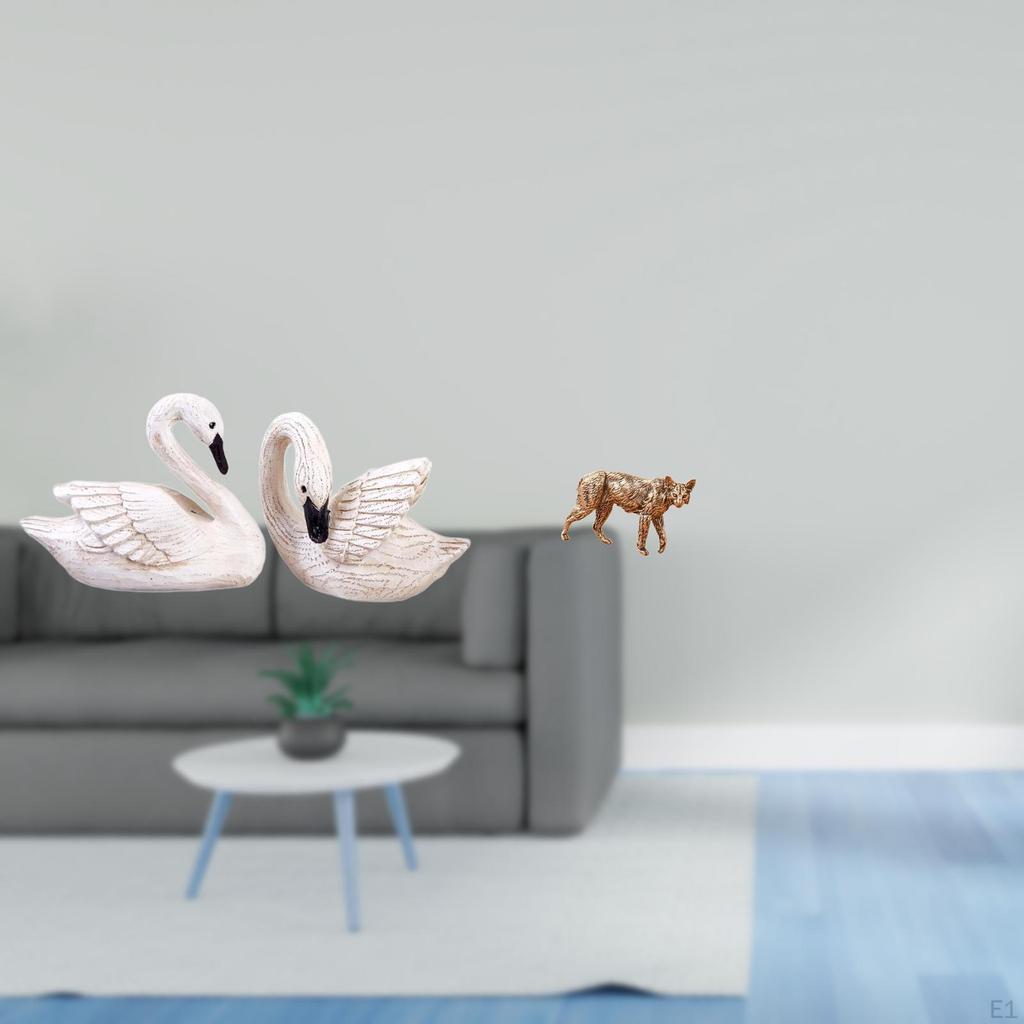 Elegant Swan Brass Figurine Resin Sculpture Creative Animal Statue Collectable Feng Shui Decor