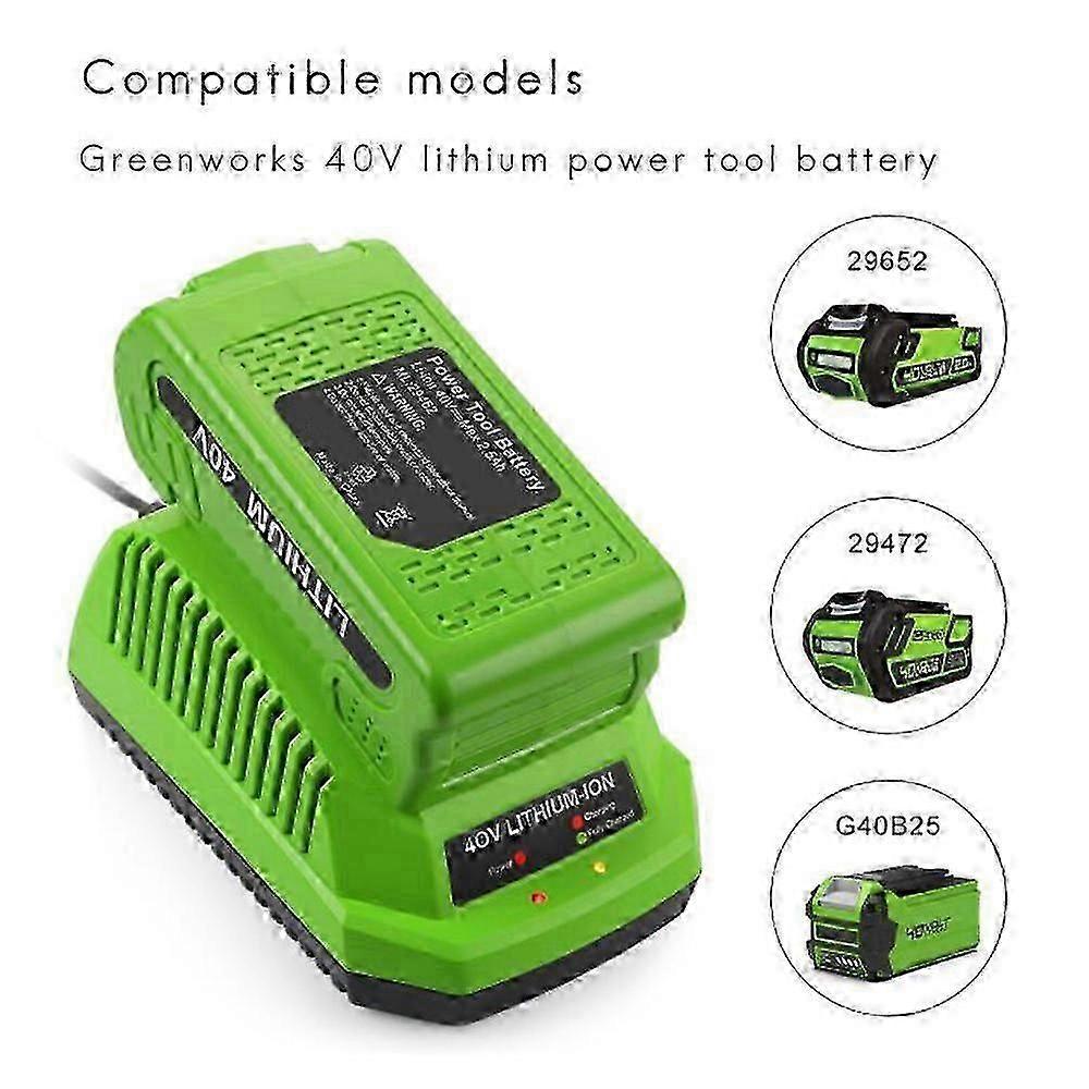 Caricabatterie al Litio 40V per Greenworks 29482 G-max 40V - Batteria 29472 29482 29652 G40825 Eu Pl