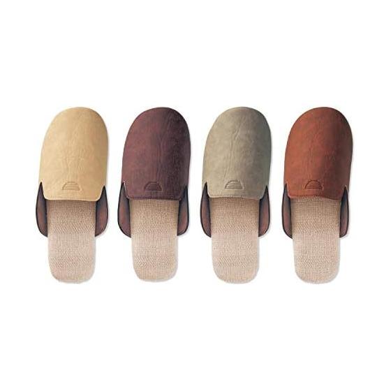 [Belle Maison] Leather Slipper Set 4 Pairs for Guest Faux Leather Leather