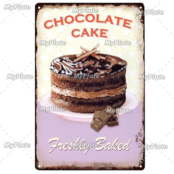Cake Metal Sign Plaque Metal Vintage Food Tin Sign Wall Decor for Kitchen Cafe Diner Bar Cupcake Metal Signs