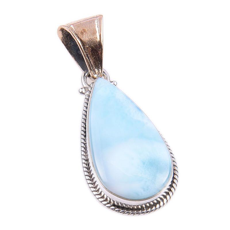 Natural Republic Larimar Gemstone 925 Solid Sterling Silver Pendant 1.50'' z8f24