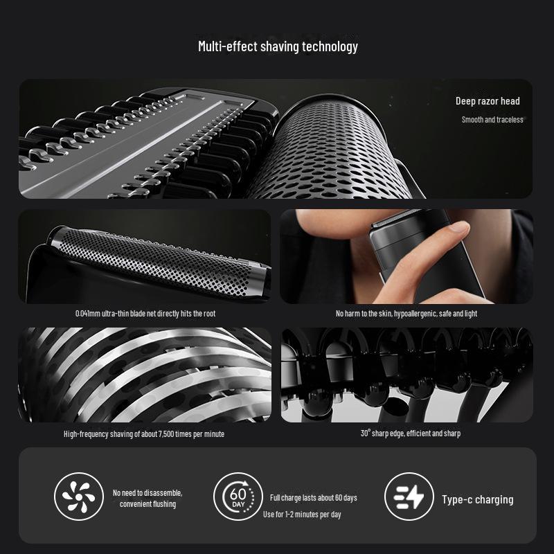 Langwei Electric Shaver 760: Dual-Blade Razor with Digital Display, Adjustable Speed, and Whitening for Bald Heads