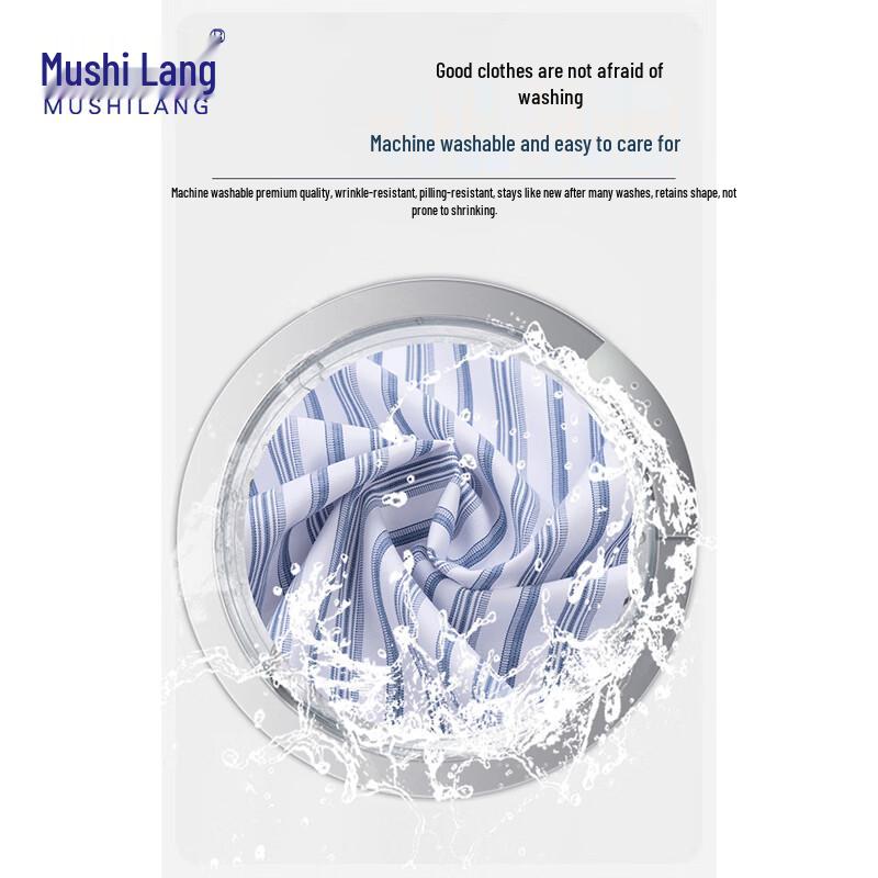 MUSHILANG Men's Striped Linen Cotton Modal Casual Shirt