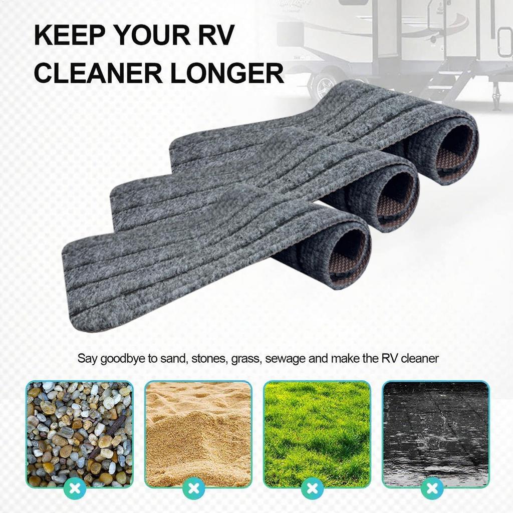 RV Step Cover 3 Pieces RV Steps Carpet For Outside Weatherproof Non-Slip Rug For Winter Outdoor Deck Campers Trailers Travel