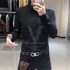 Spring Autumn Long Sleeve Diamonds Print Shirt Hombre Casual Letter Fashion Bottoming Blouse Men All-match Y2K Top Male Clothes