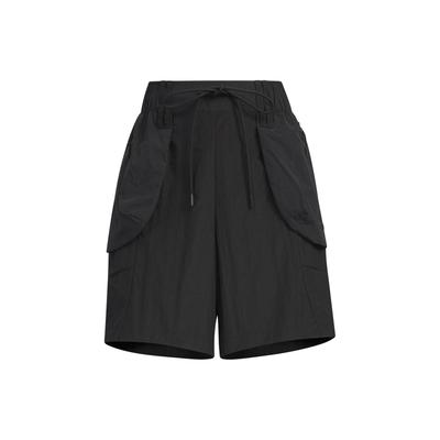 Woven Shorts Solid Color Minimalist Water-Resistant Cargo Style Loose-Fit Sports Casual Shorts Women Shorts Black JJ1595