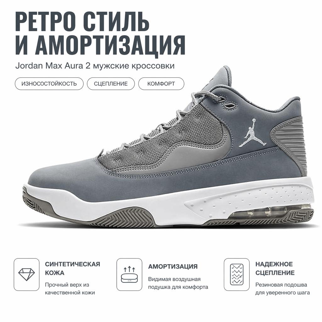 Air Jordan Max Aura 2 Μεσαίο Γκρι Ανδρικά Αθλητικά Παπούτσια Ψυχρό Γκρι Λευκό CK6636-012