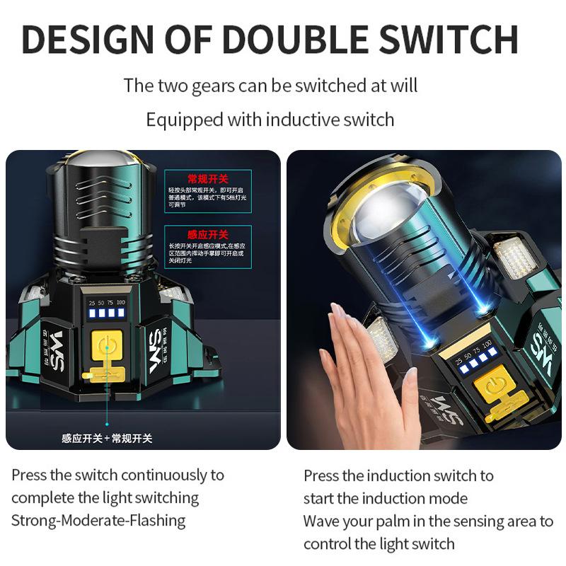 1/2/4PCS Super Bright LED Headlamp USB Rechargeable Waterproof IP65 for Home Repair Hiking Camping Fishing and Cycling