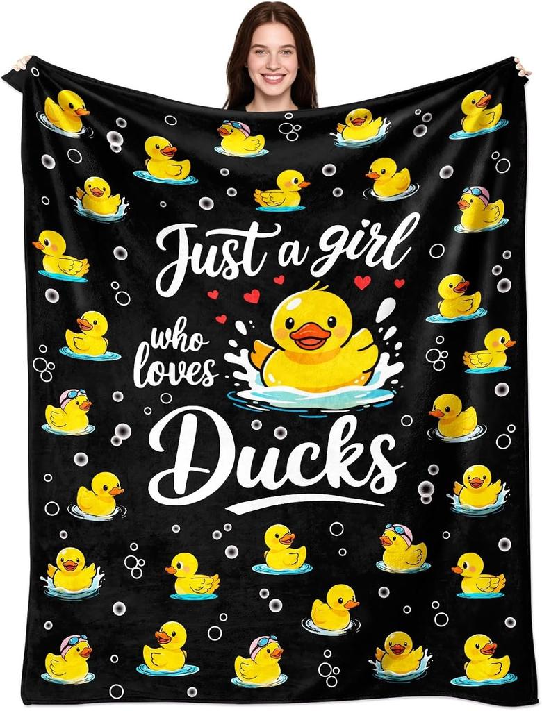 Rubber Duck Blanket for Duck Lovers Cute Yellow Duck Print Soft Flannel Throw Blanket for Couch Bed Sofa Perfect Gift for Kids