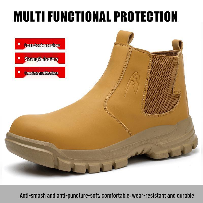 

Men s Water-Resistant, Durable Work Boots with Rotating Button, Anti-Smash, Anti-Puncture, Lightweight, High-Top Design.
