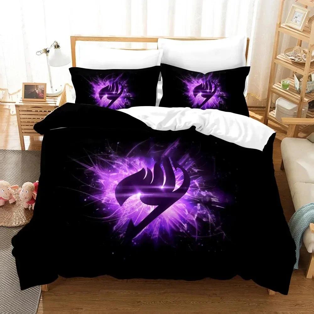 Anime Fairy Tail Logo Natsu Beding Set 3D Printed Suitable for Bedrom Soft Duvet Cover Set With Pilowcases Children Kids Home Textile