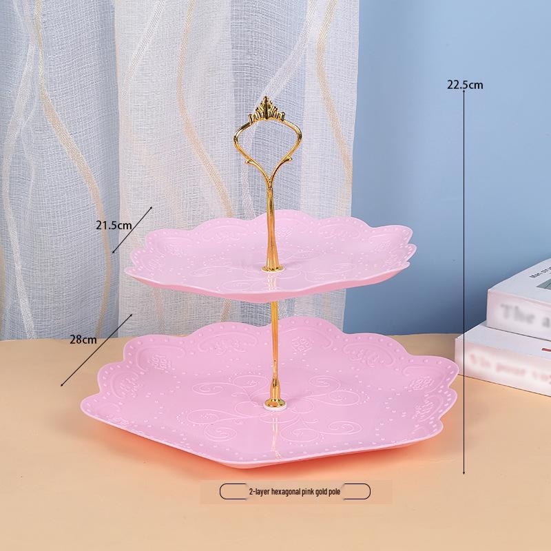 Trzypoziomowy europejski stojak na ciasto do popołudniowej herbaty - Kreatywna wielowarstwowa plastikowa taca na desery i talerz na owoce