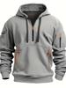 European Men's Fleece-Lined Hooded Jacket with Multi-Zipper Pockets for Autumn/Winter